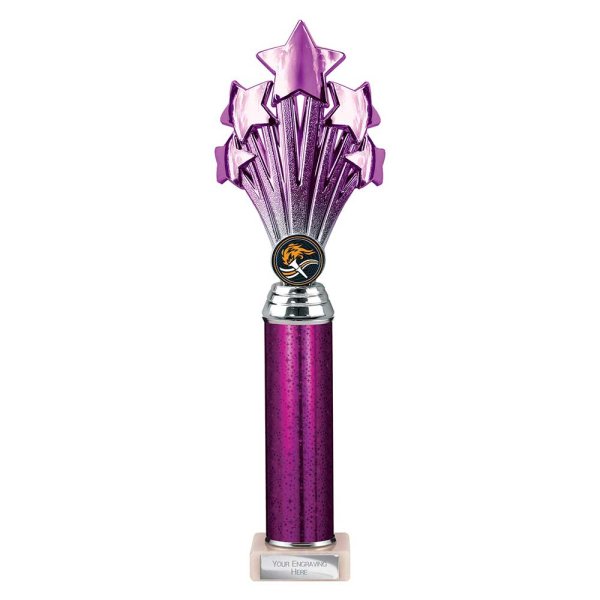 5 Star Tube Trophy | Purple and Silver | 340mm