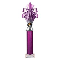 5 Star Tube Trophy | Purple and Silver | 365mm