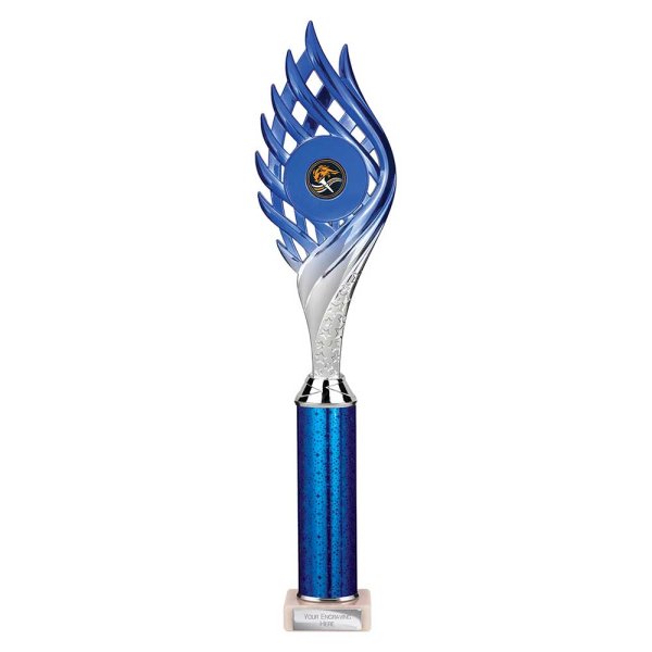 Wildfire Tube Trophy | Blue & Silver | 415mm