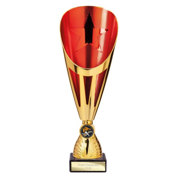 Rising Stars Deluxe Lazer Cup | Gold & Red | 305mm
