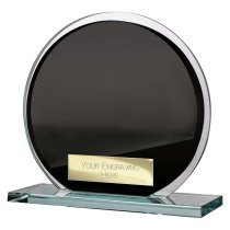 Seismic Circle Mirror Glass Trophy | Black & Silver | 105mm | 8mm Thick