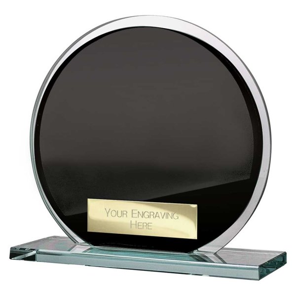 Seismic Circle Mirror Glass Trophy | Black & Silver | 105mm | 8mm Thick