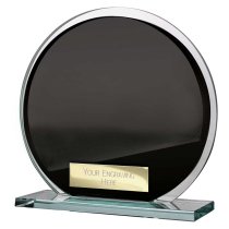 Seismic Circle Mirror Glass Trophy | Black & Silver | 125mm | 8mm Thick