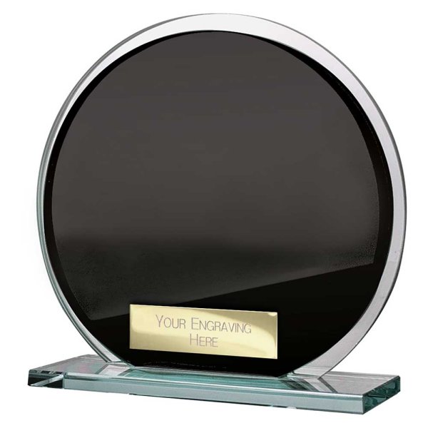 Seismic Circle Mirror Glass Trophy | Black & Silver | 125mm | 8mm Thick