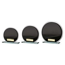 Seismic Circle Mirror Glass Trophy | Black & Silver | 125mm | 8mm Thick