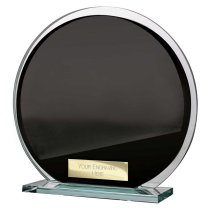 Seismic Circle Mirror Glass Trophy | Black & Silver | 145mm | 8mm Thick