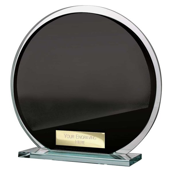 Seismic Circle Mirror Glass Trophy | Black & Silver | 145mm | 8mm Thick