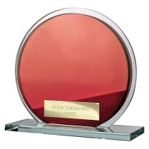 Seismic Circle Mirror Glass Trophy | Red & Silver | 105mm | 8mm Thick