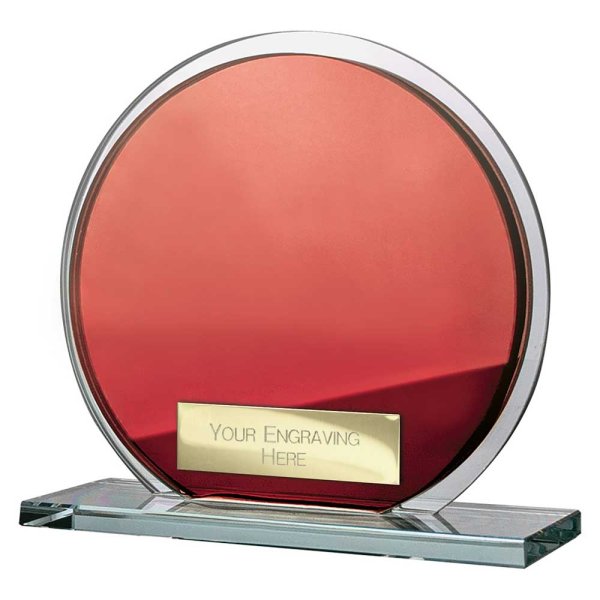 Seismic Circle Mirror Glass Trophy | Red & Silver | 105mm | 8mm Thick