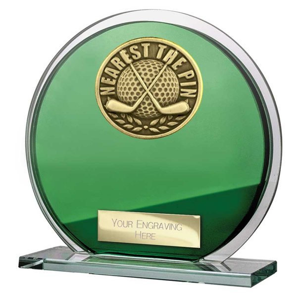 Seismic Golf Circle Plaque | Nearest the Pin | Green & Silver | 125mm