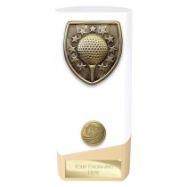 Prime Cobra Golf Trophy | White & Gold | 160mm