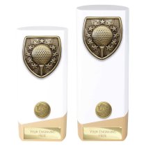 Prime Cobra Golf Trophy | White & Gold | 160mm