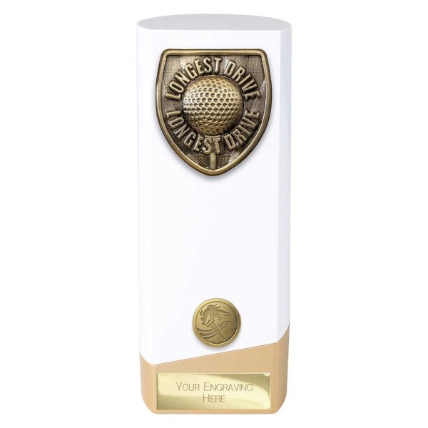 Prime Cobra Golf Trophy | Longest Drive | White & Gold | 190mm