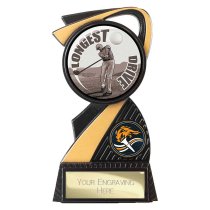 Mania Tower Golf Trophy | Longest Drive | Black & Gold | 130mm
