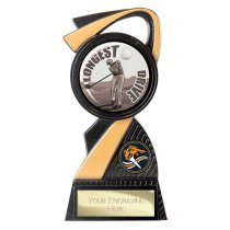 Mania Tower Golf Trophy | Longest Drive | Black & Gold | 155mm