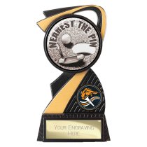 Mania Tower Golf Trophy | Nearest the Pin | Black & Gold | 130mm